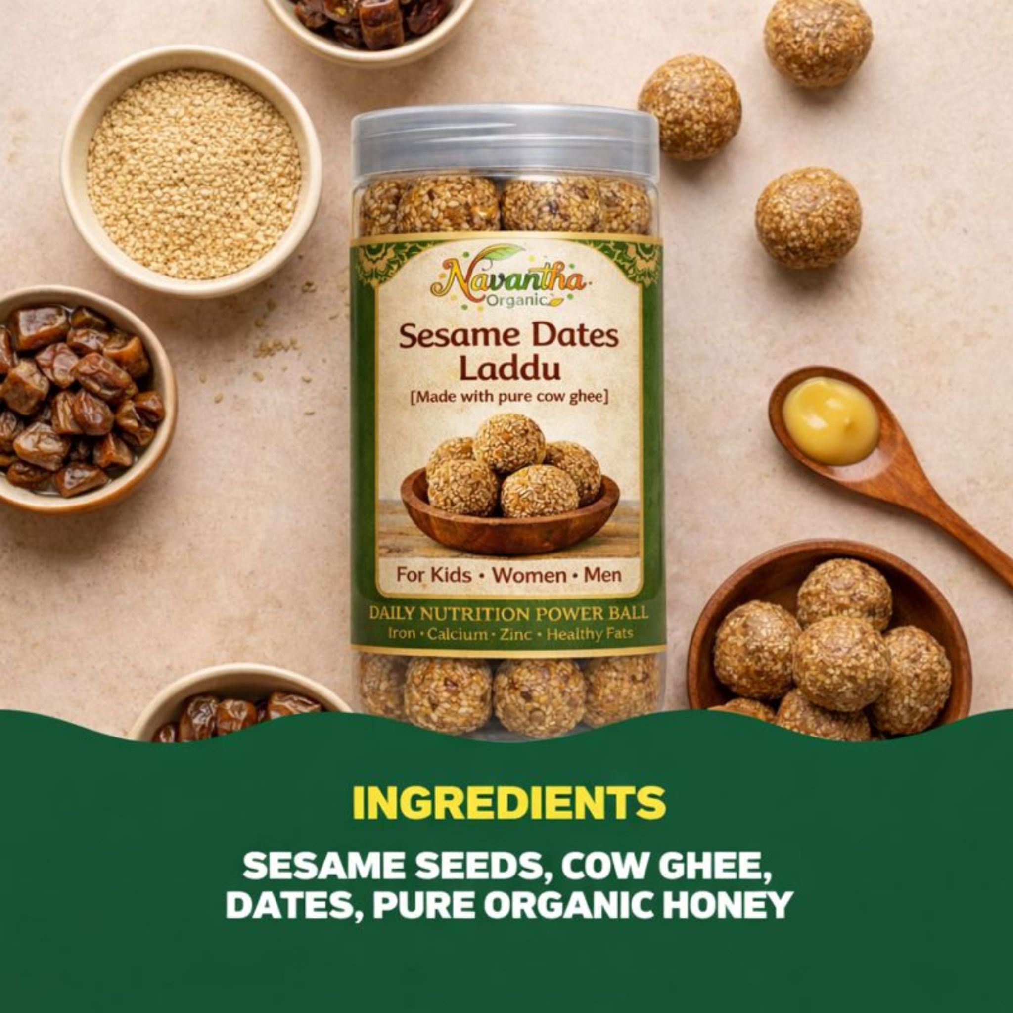 Sesame Dates Laddu - Navantha organic