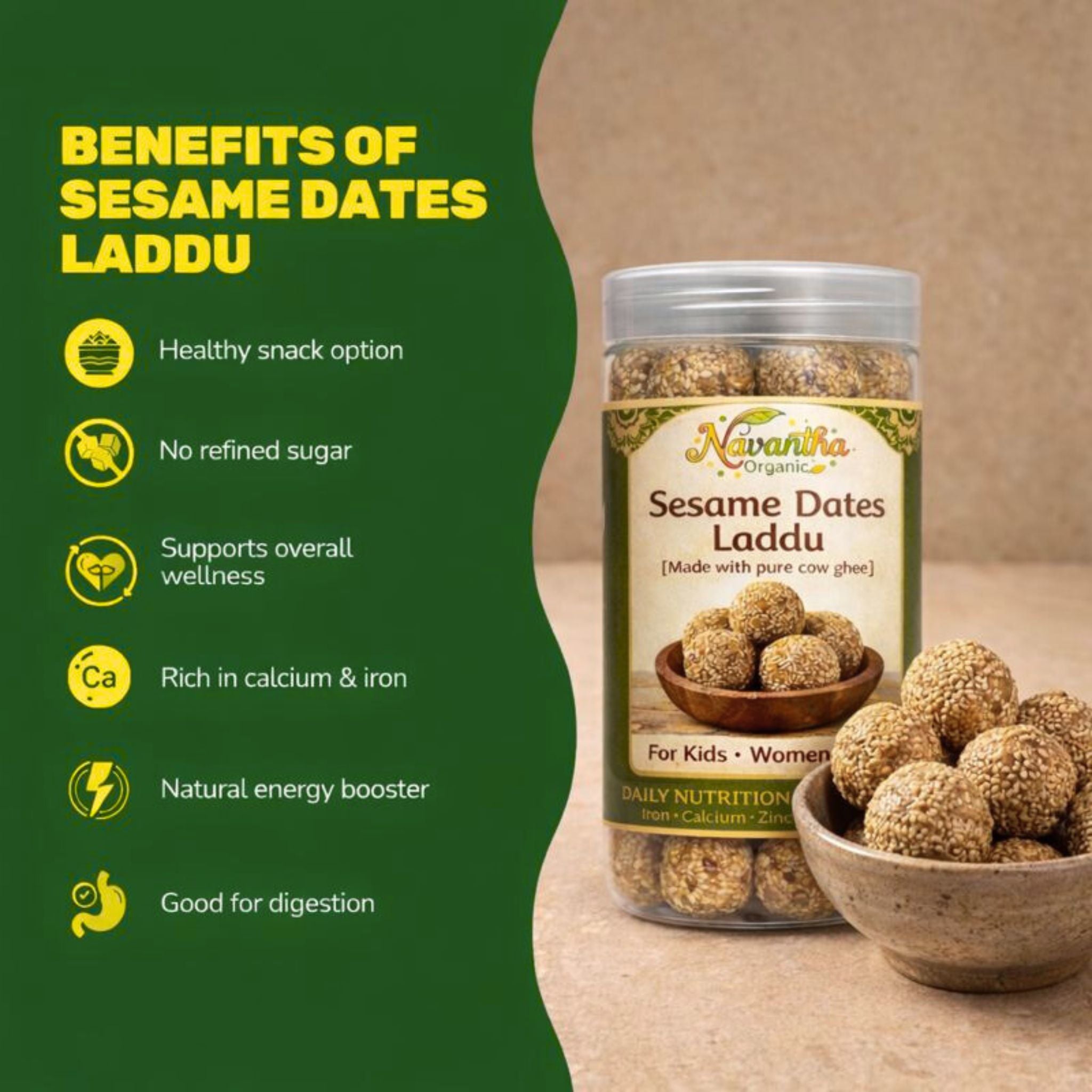 Sesame Dates Laddu - Navantha organic