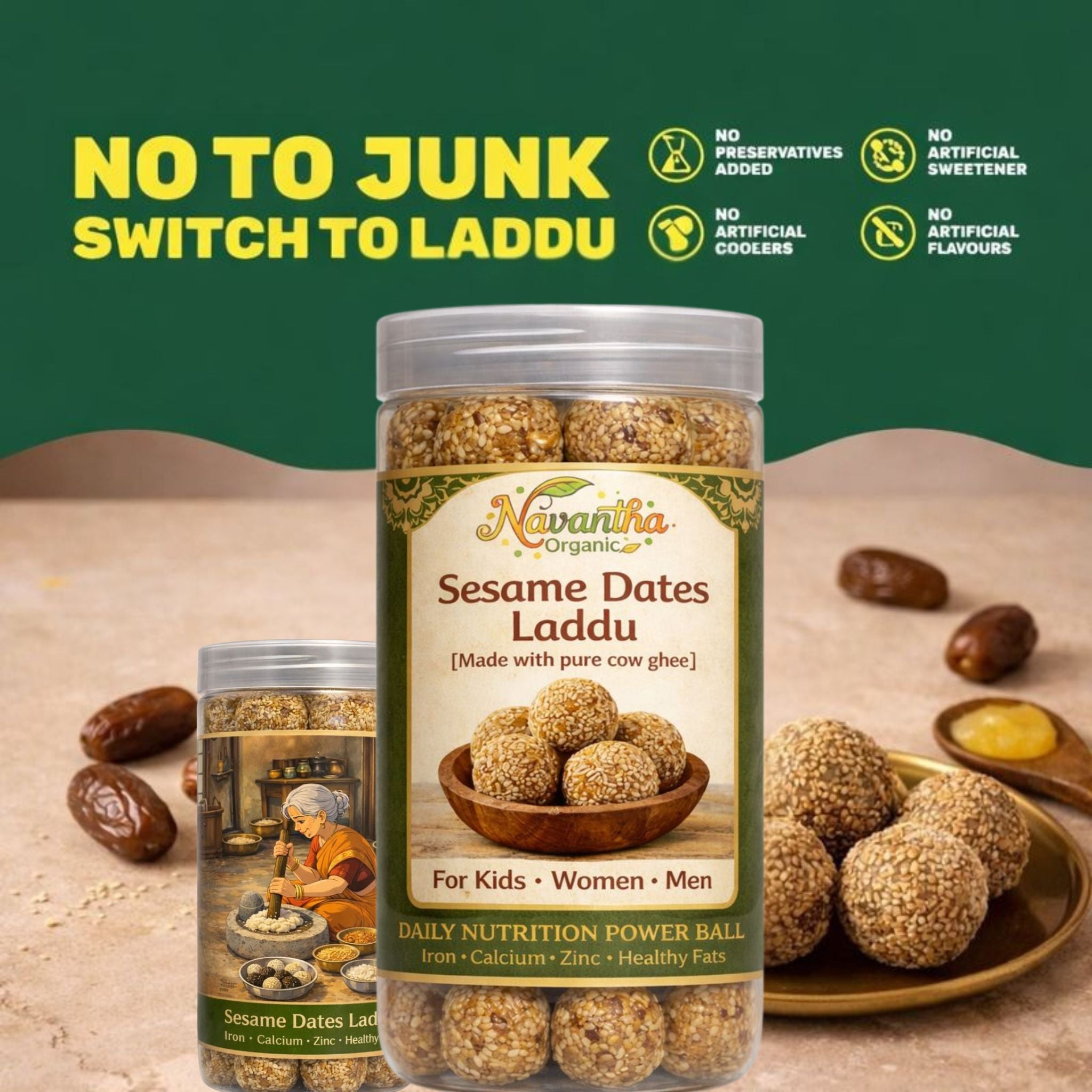 Sesame Dates Laddu - Navantha organic